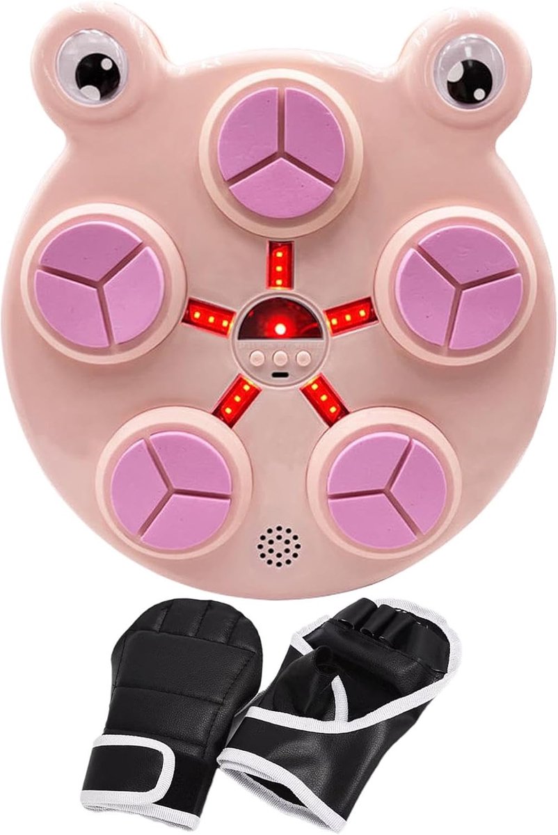 Boksmachine Muur - Muziek Bokstrainer - Thuis Sporten - Slimme Licht Trainer - 30x33x6 cm - Roze