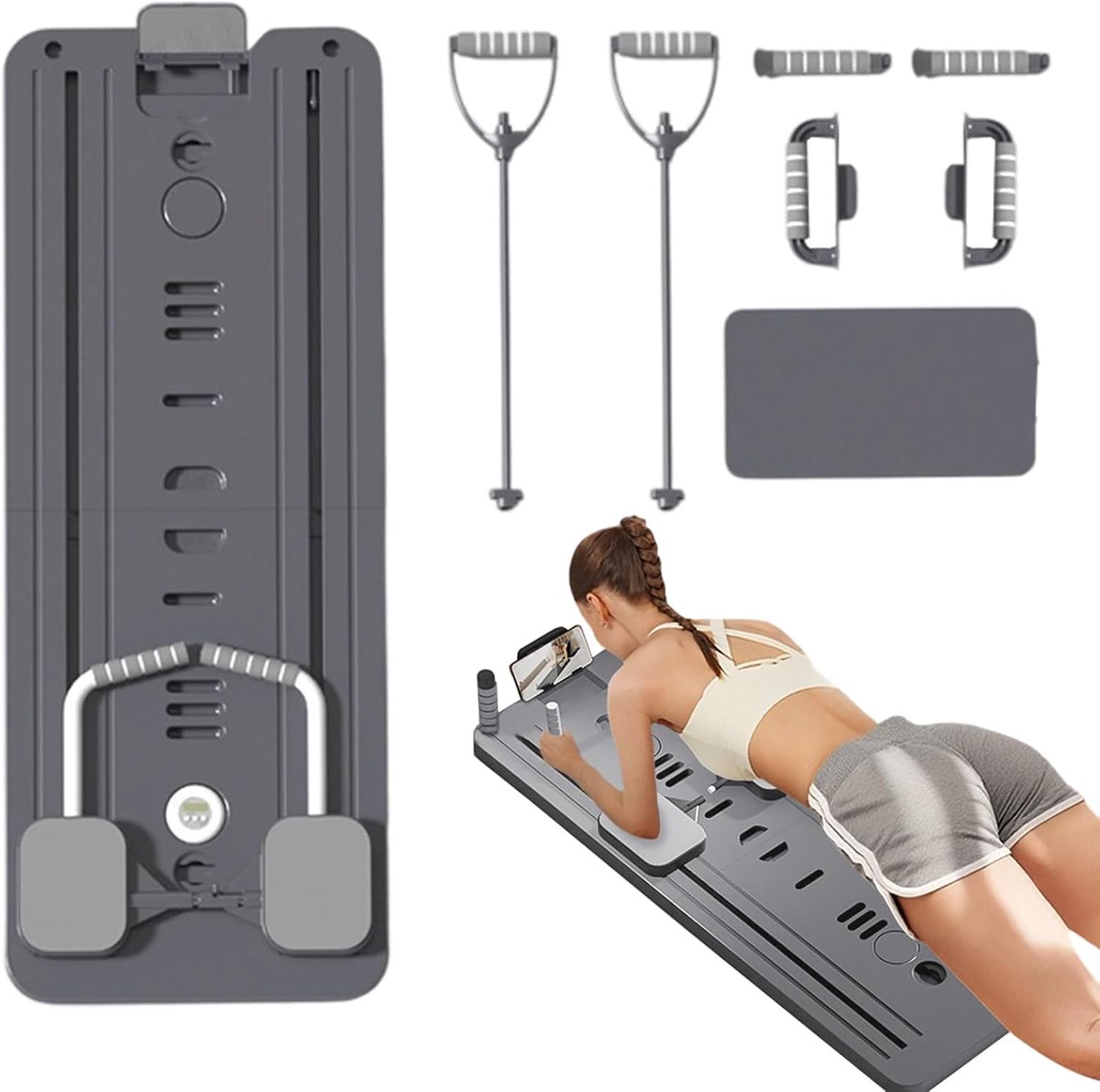 Pilates Board - Thuisgym Apparaat - Core Training - Opvouwbaar Ontwerp - Compact Formaat - Zwart