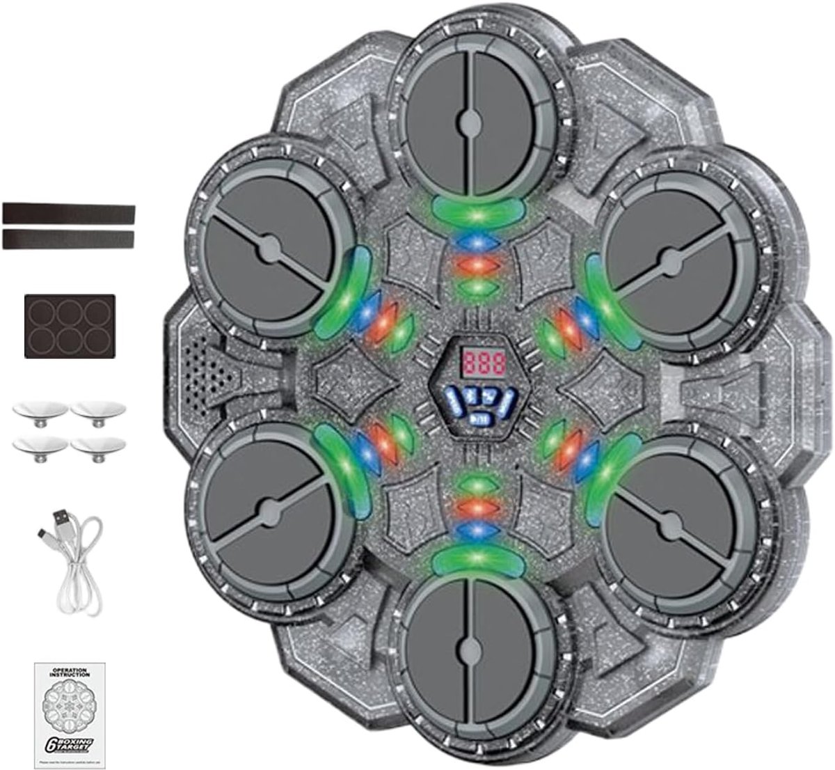 Muziek Boksmachine - Ritme Trainer - Interactieve Fitness - 9 Ritmemodi RGB - 34x335 cm - Donkergrijs