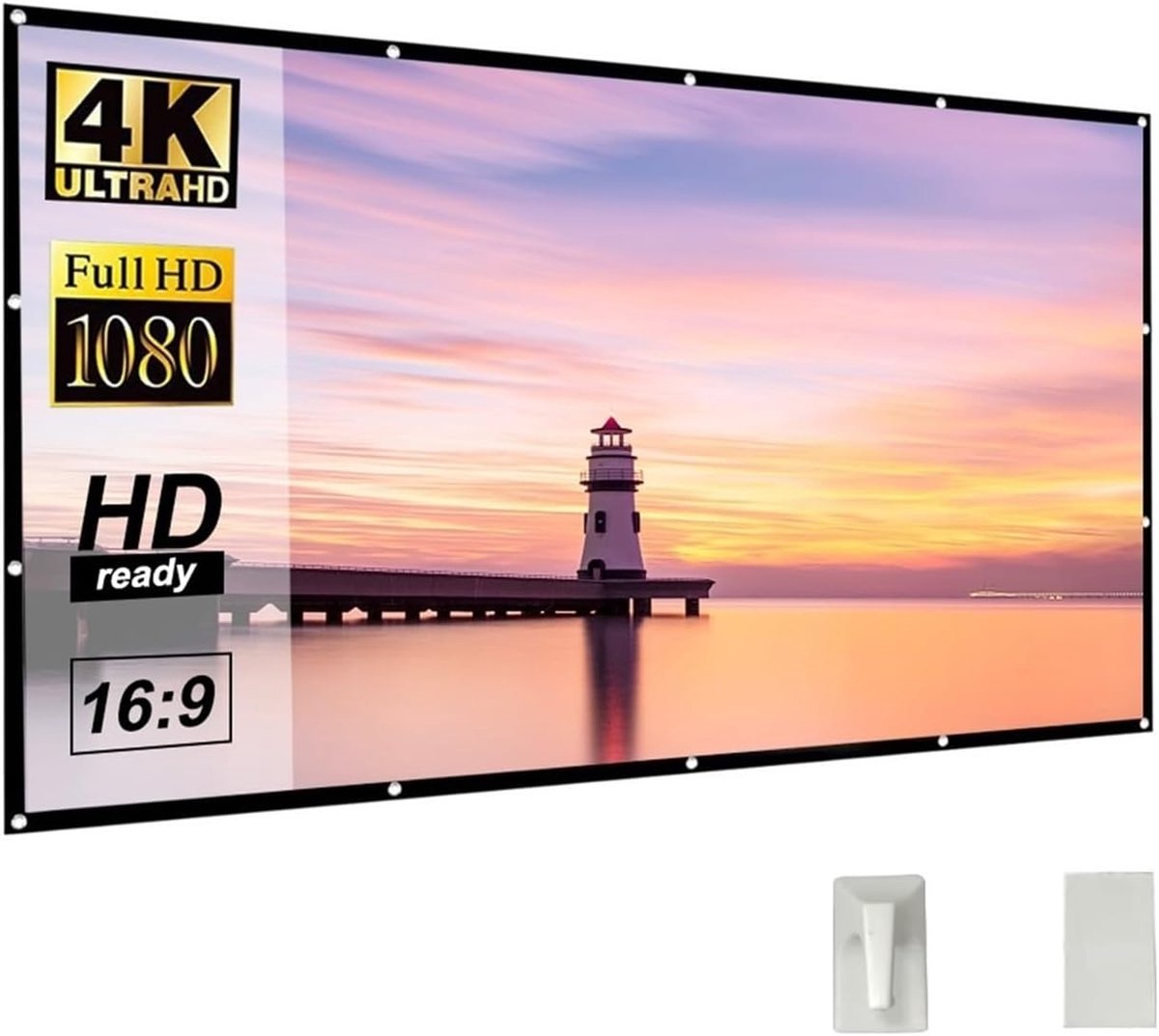 Projectorscherm - Draagbaar Scherm - Thuisbioscoop Kantoor - Opvouwbaar Zacht Doek - 150 inch - Mat Wit