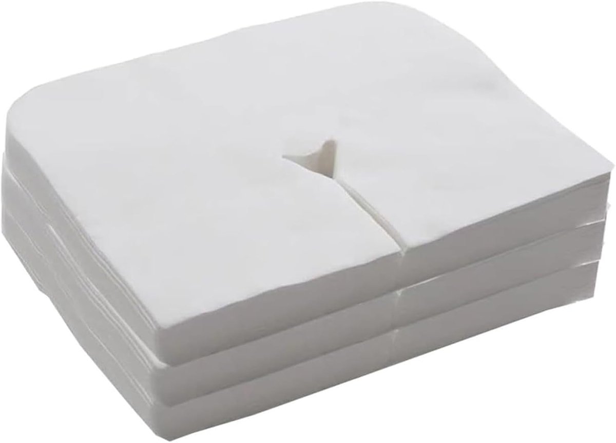 Gezichtsbedekking Massagetafel - Stoelhoezen - Hygiënisch Werken - Ademende stof - 100 stuks - Wit