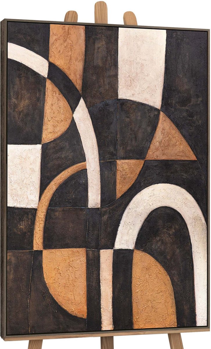 YS Canvas schilderij handgeschilderd harmony of curves abstract – YS-Art Gallery – Luxe wanddecoratie voor woonkamer – Modern schilderij voor slaapkamer en hal Grey