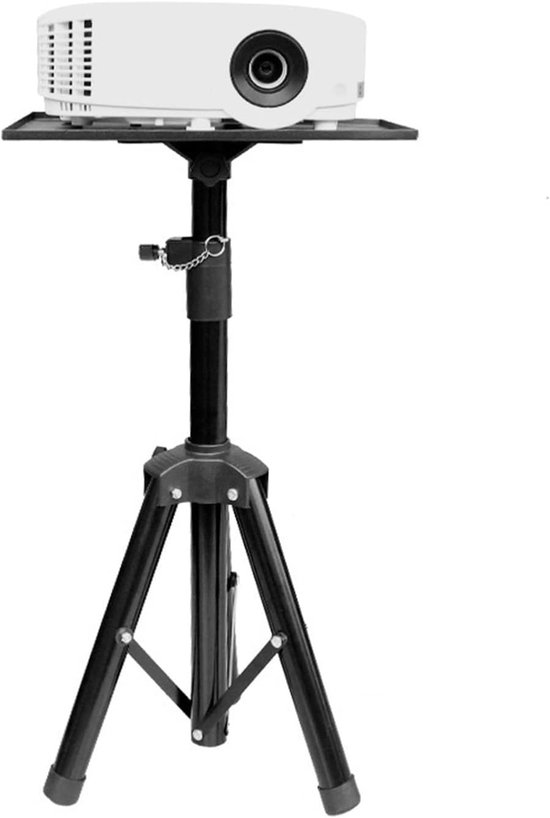Projector standaard verstelbaar 105-180 cm wit met dienblad 36×26 cm stevig vloerstatief voor beamer