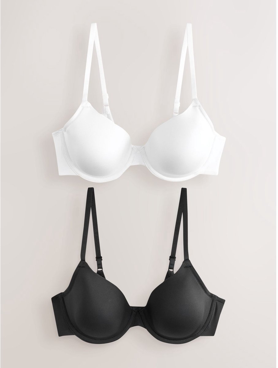Next Dames - Set van 2 gladmakende Ultimate Comfort beha's met vullingen en hele cups - Zwart Black/White