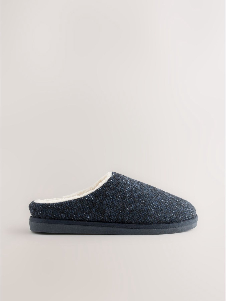 Next - Heren - Zachte pantoffels met borgvoering - Blauw