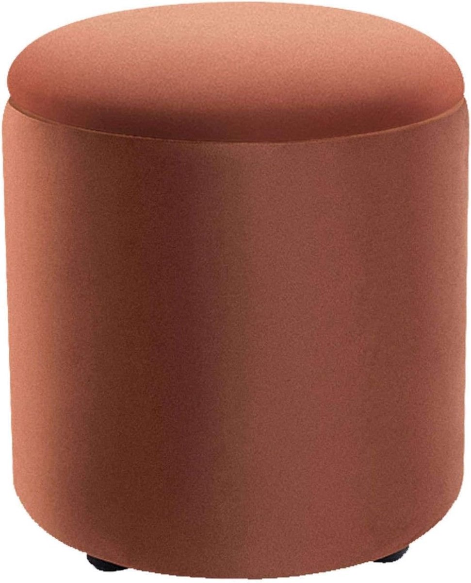 Fluweel Pouffe - Opberg Kruk - Extra Zitting - Afneembaar Deksel - Compact Ontwerp - Bruin
