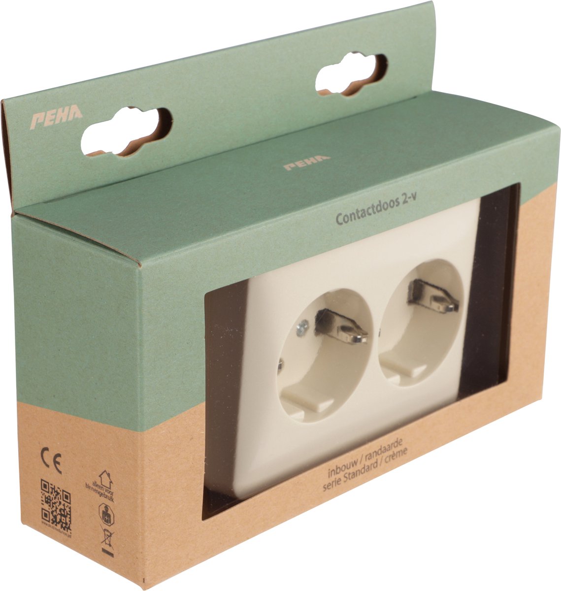 Peha Standard contactdoos inbouw - 2-voudig - randaarde - crème