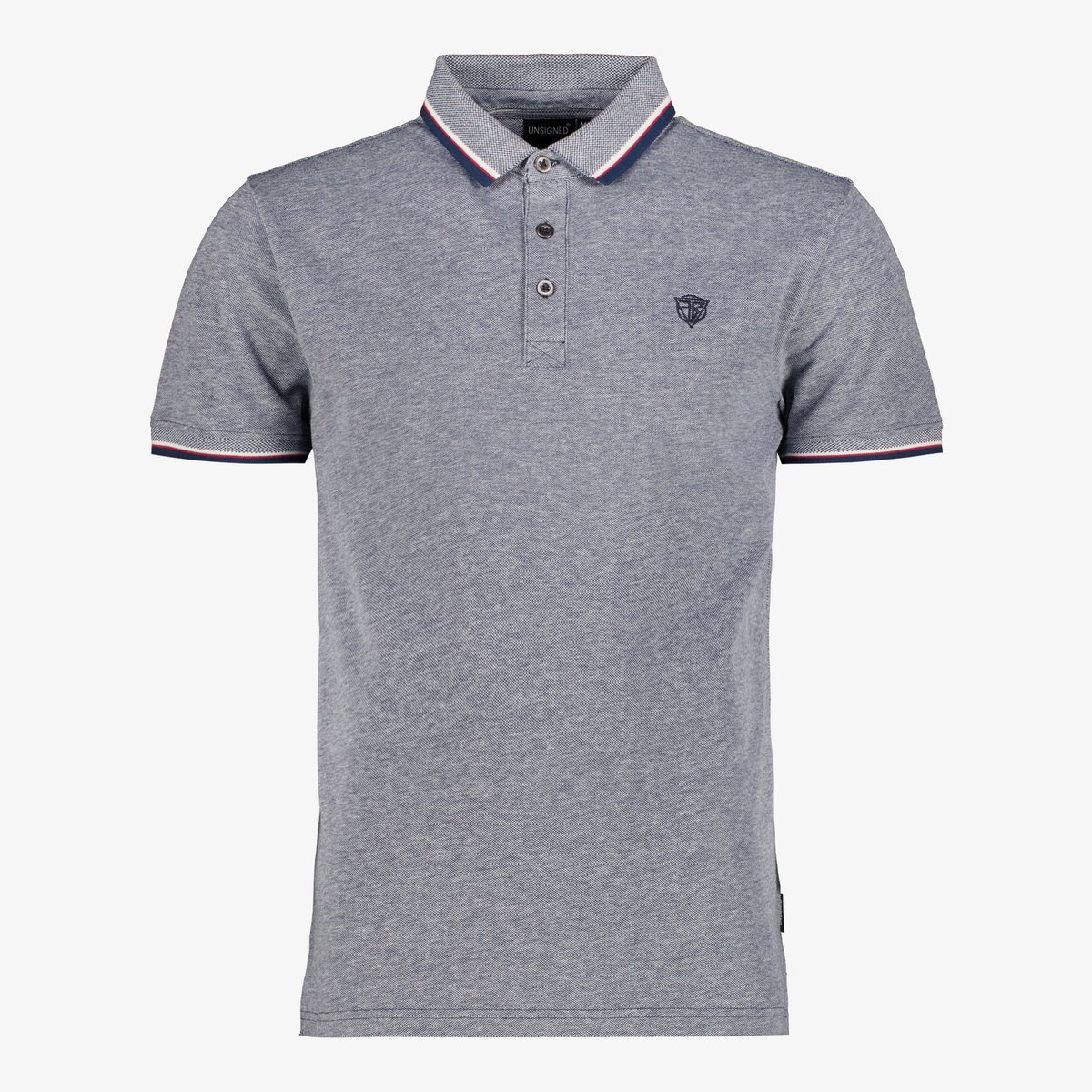 Unsigned heren polo blauw gemêleerd - Maat S