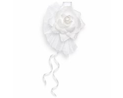 Bruiloft antenne linten wit 4x stuks - Auto bruiloft versieringen - Decoraties huwelijk