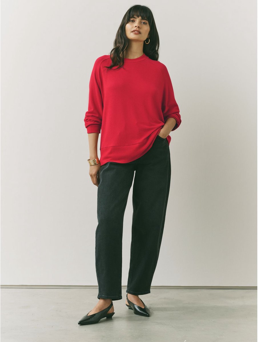 Next - Dames - Gezellige zacht aanvoelende trui met lange mouwen en ronde hals - Rood