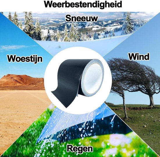 Reparatietape Luifel - Waterdicht Zeildoek - Outdoor Reparatie - Versterkt met Glasvezel - 6 Meter Lengte - Zwart — afbeelding 5