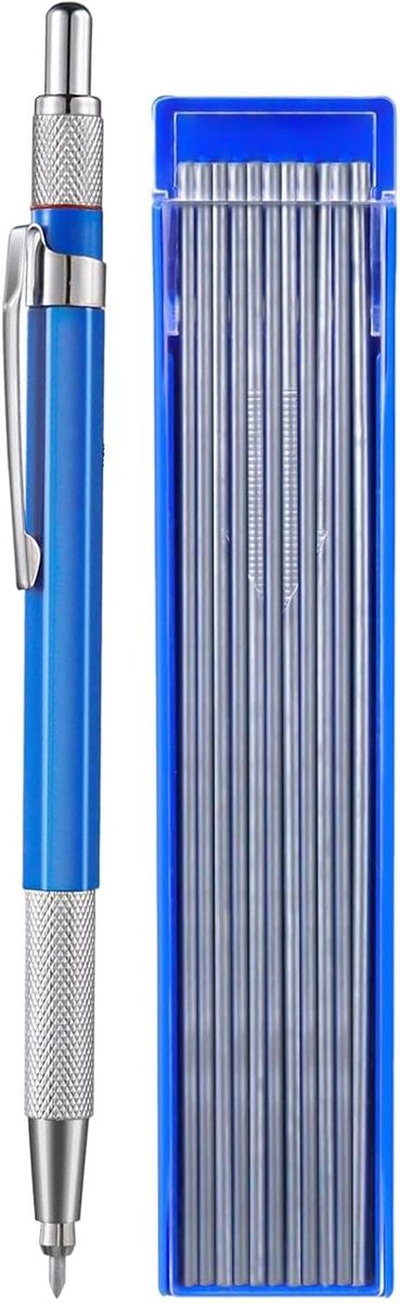 Lasser Markeerpotlood - Metaal Tekenpotlood - Precisie Markeren - Ingebouwde Slijper - 2.0 mm Vullingen - Blauw