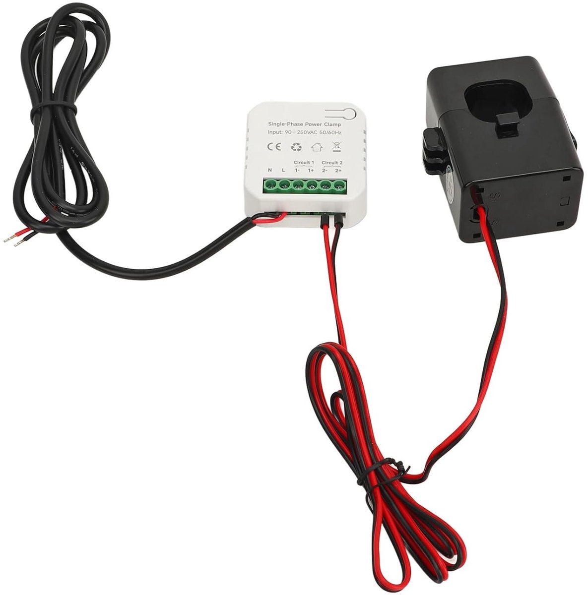 Slimme Energiemeter - Energieverbruik Monitor - Slim Energiebeheer - Bidirectionele Monitoring - 200A Klem - Wit