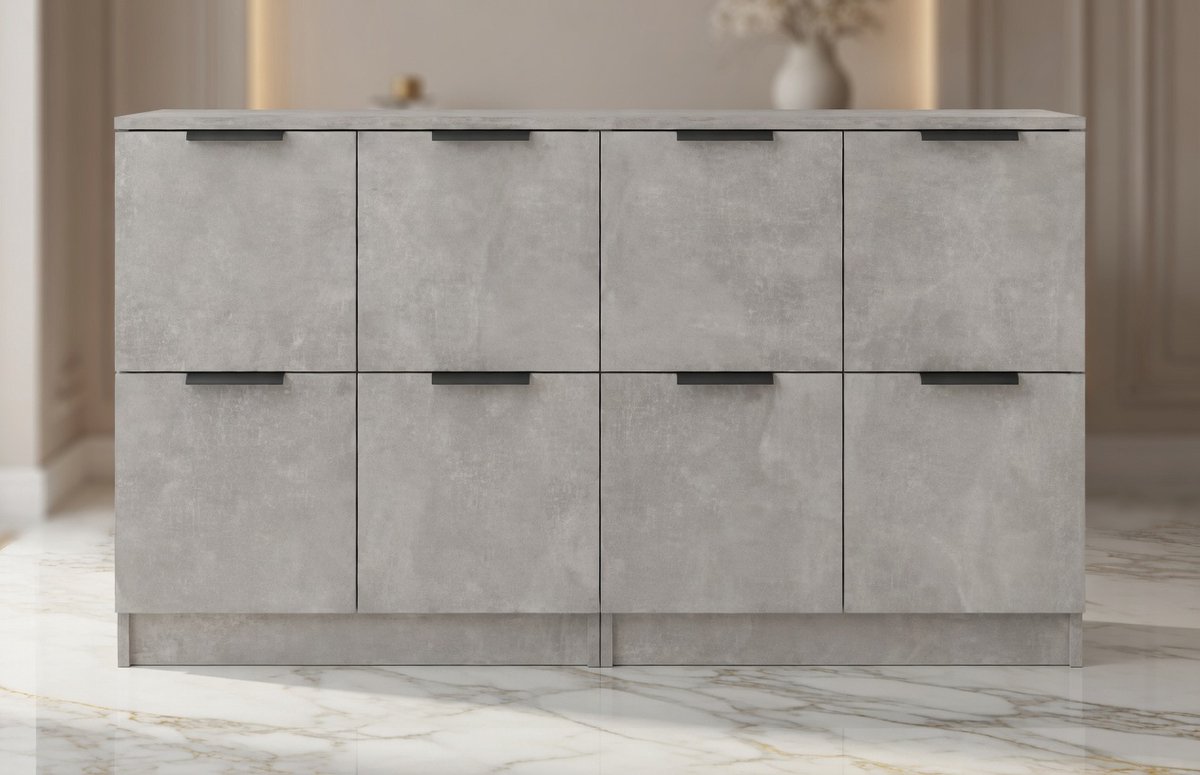 Modern Multifunctioneel Dressoir – Commode, Kast, Bijzetkast met Deuren – Staande Opbergkast in Betongrijs – Minimalistisch Design – 60 x 30 x 70 cm – Houtmateriaal, Onderhoudsvriendelijk Novihome