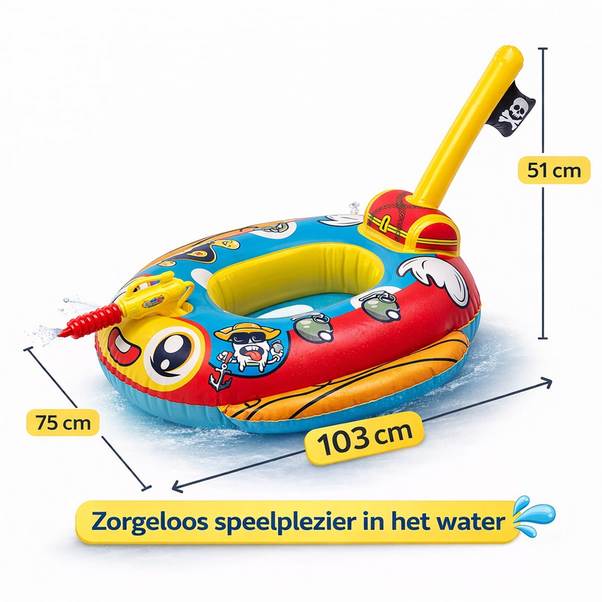 Zwemband met Waterpistool – Opblaasbare Zwemring Kinderen 2-10 Jaar – Zwembad Speelgoed – Kinder Zwemband met Zitje – Alternatief voor Zwembandjes – foto 7