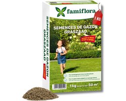 Famiflora graszaad 1kg tot 50m² - Speel & Sport - voor aanleg nieuw gazon - 1kg tot 50m² - Voor een sterk gazon dat tegen spelen kan - Dichte grasmat verdringt onkruid automatisch