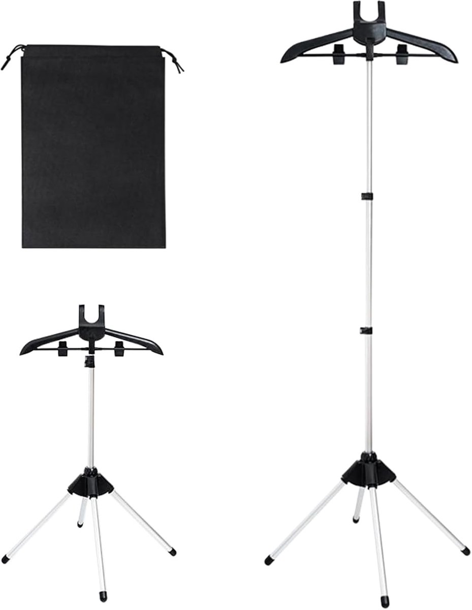 Stoomrek Kleding - Strijksteun Hanger - Kleding Verzorgen - 360° Draaibaar - Verstelbaar 160cm - Grijs