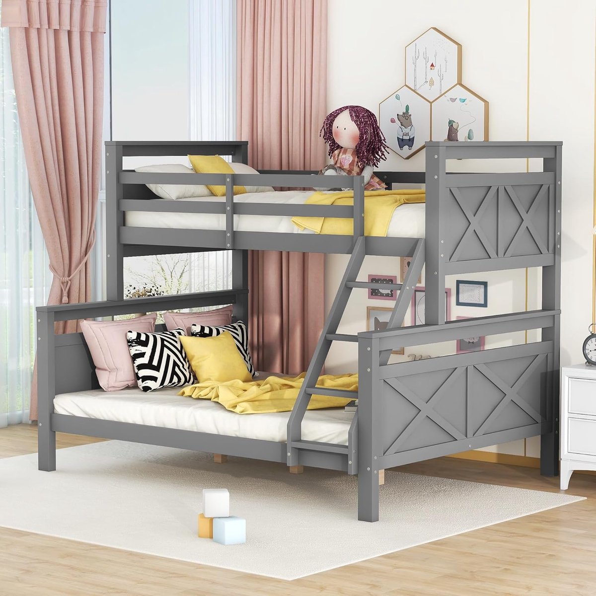 Stapelbed - Kinderbed Dubbel - Ruimtebesparend Slapen - Ombouwbaar Naar Twee Bedden - 90x200 cm - Grijs
