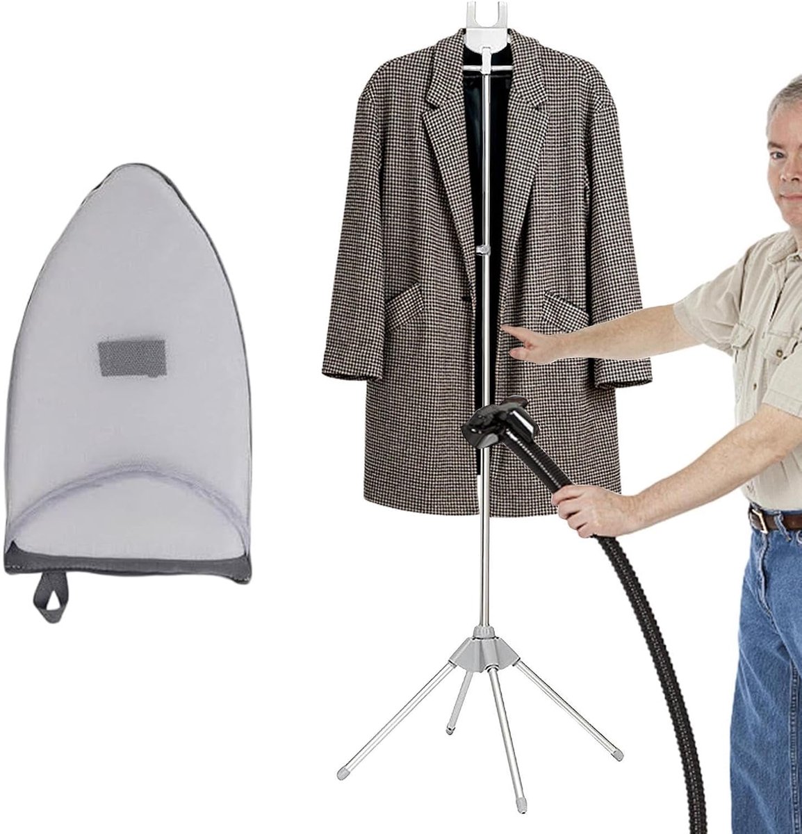 Kledinghanger Stomen - Stoompanhouder - Kleding Organiseren - Telescopisch Inklapbaar - 360 Graden Rotatie - Grijs