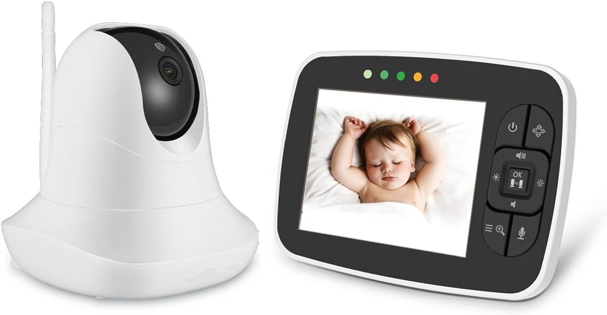 Draadloze Babyfoon - Digitale Videomonitor - Babybewaking Thuis - Tweerichtingsgesprek Temperatuur - 3.5 Inch Scherm - Wit