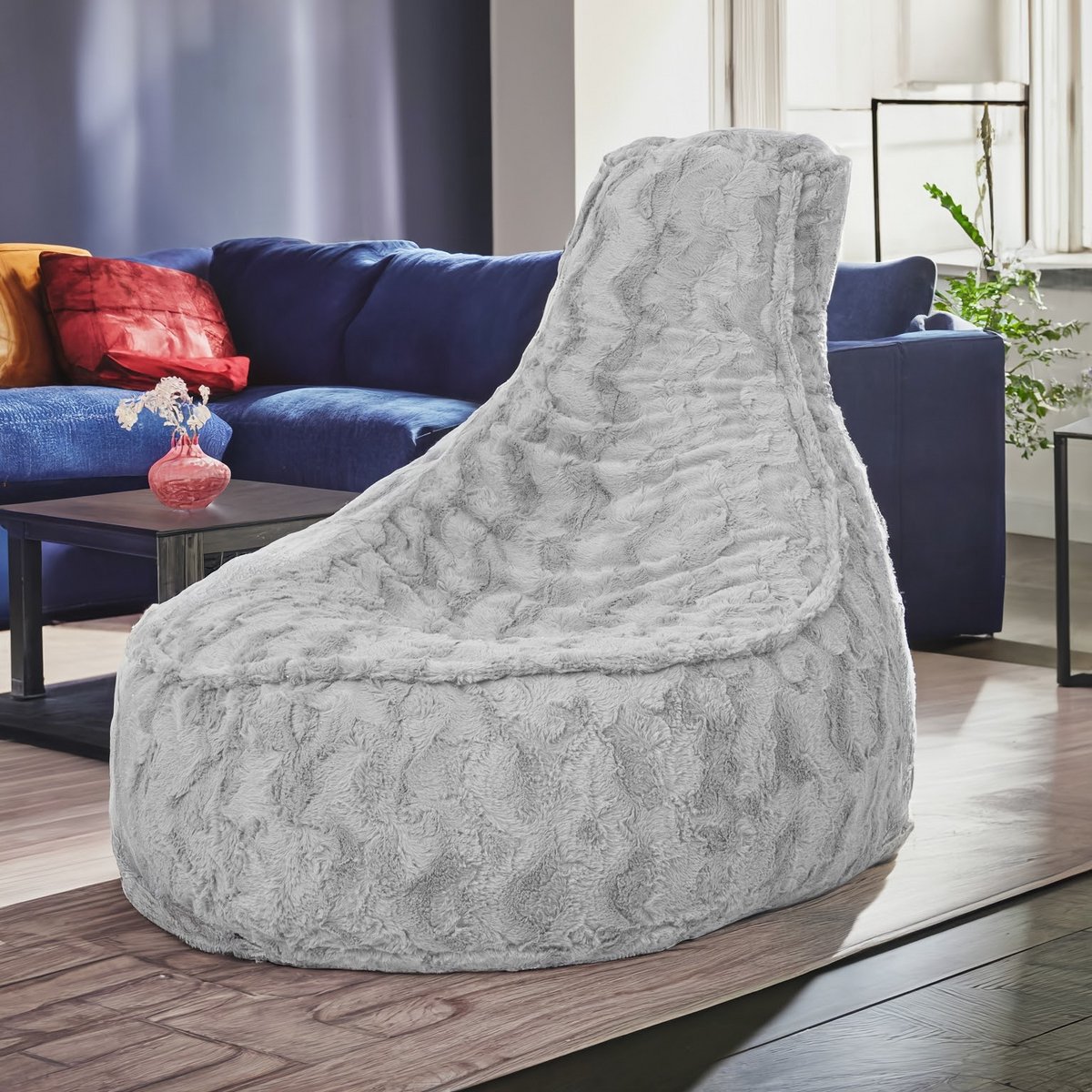 Drop & Sit Stoel Zitzak Bont - Grijs - Junior - Voor Binnen