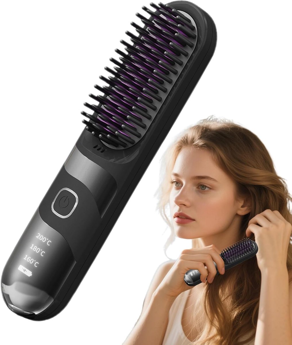 Haarstyler Krulborstel - Strijkborstel Ionisch - Draadloos Snel Stijlen - 2-in-1 Multifunctioneel - 235 x 102 cm