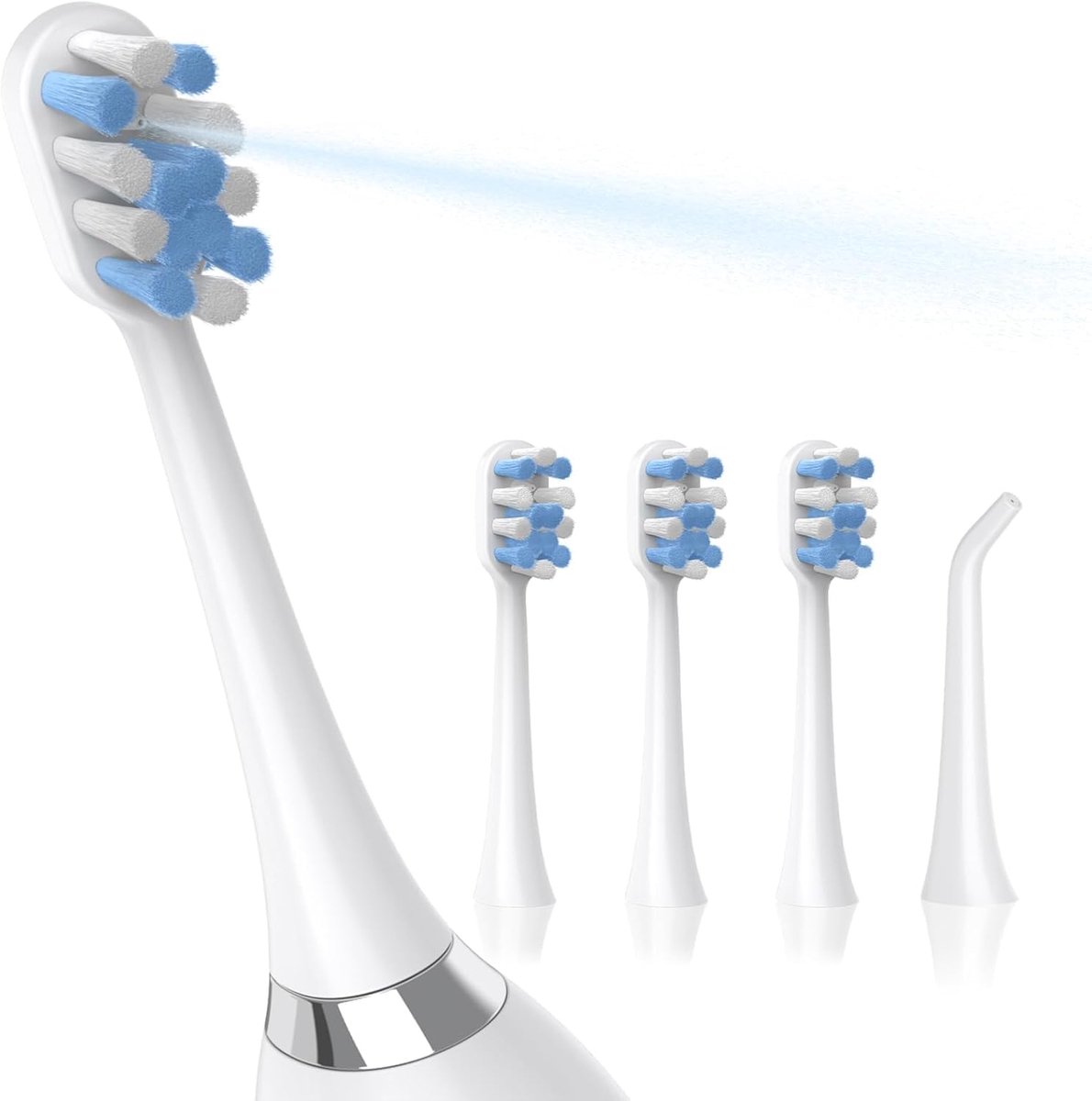 Vervangende Borstelhoofden - Opzetborstels Waterflosser - Dagelijkse Mondhygiëne - 2-in-1 Reiniging - Set van 3 - Blauw