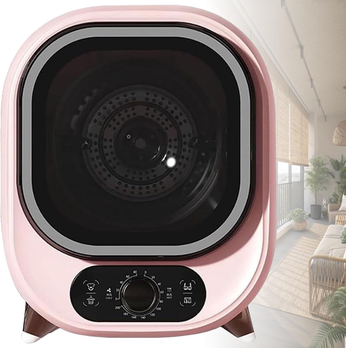 Compacte Wasdroger Mini Centrifuge Thuis Gebruik Roestvrijstalen Trommel 31x39x38 cm Roze