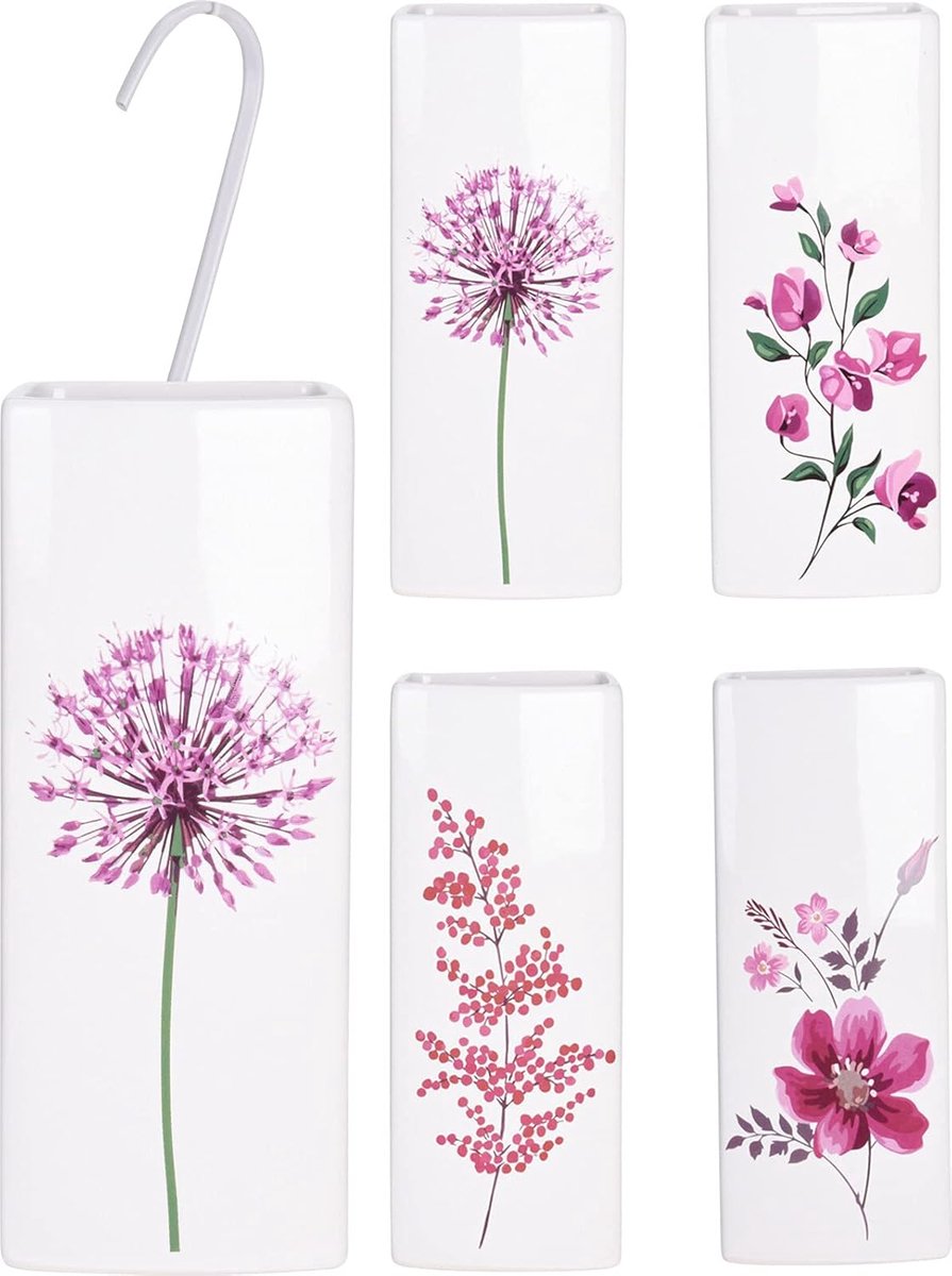 Waterverdamper Keramiek - Luchtbevochtiger Decoratie - Sfeerverhogend Binnen - Met Bloemendecoratie - 20.5cm Diameter