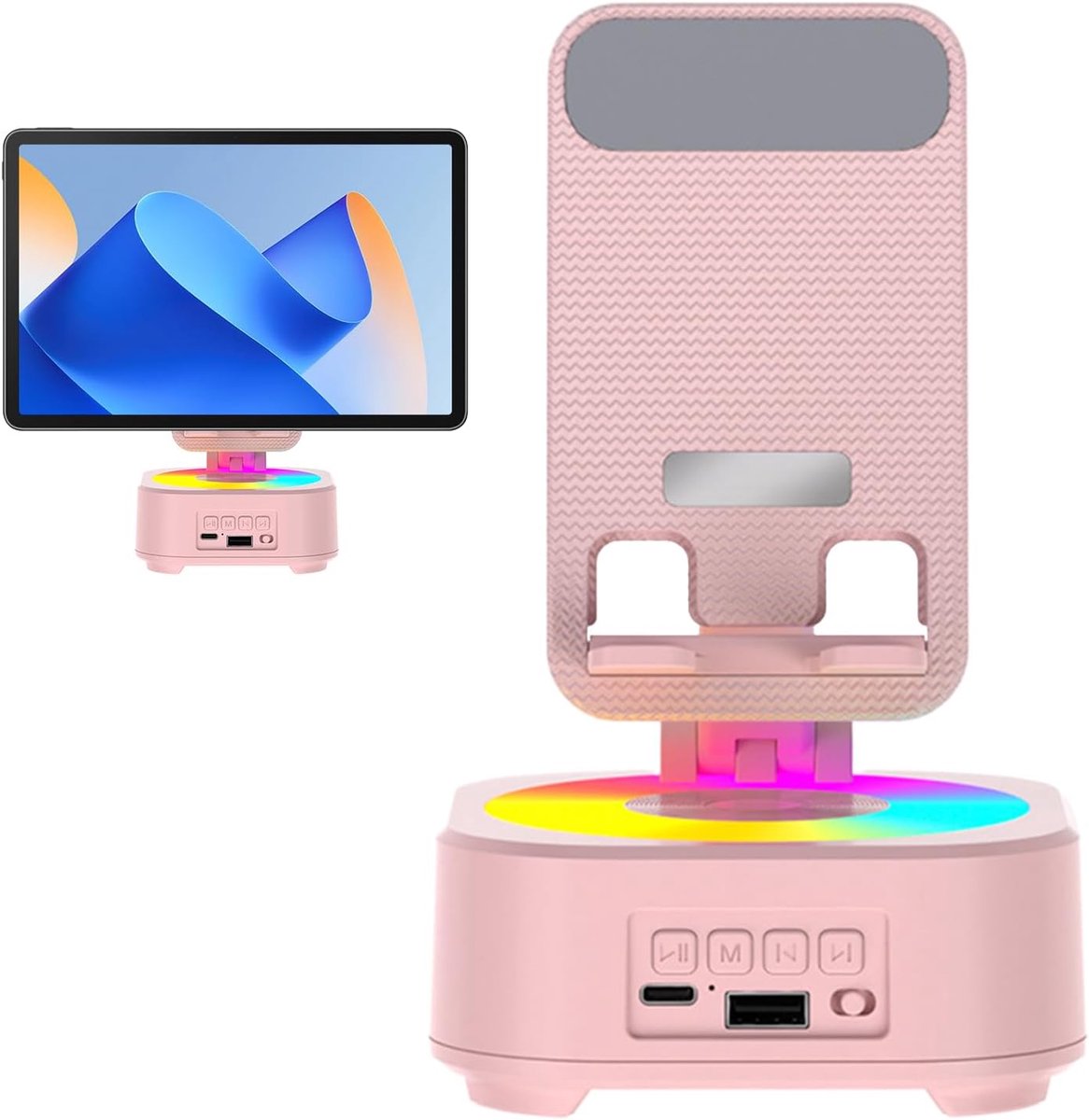 Telefoon Speaker Stand - Draagbare Audio - Live Streaming - 360 Graden Draaibaar - 19cm Hoog - Roze
