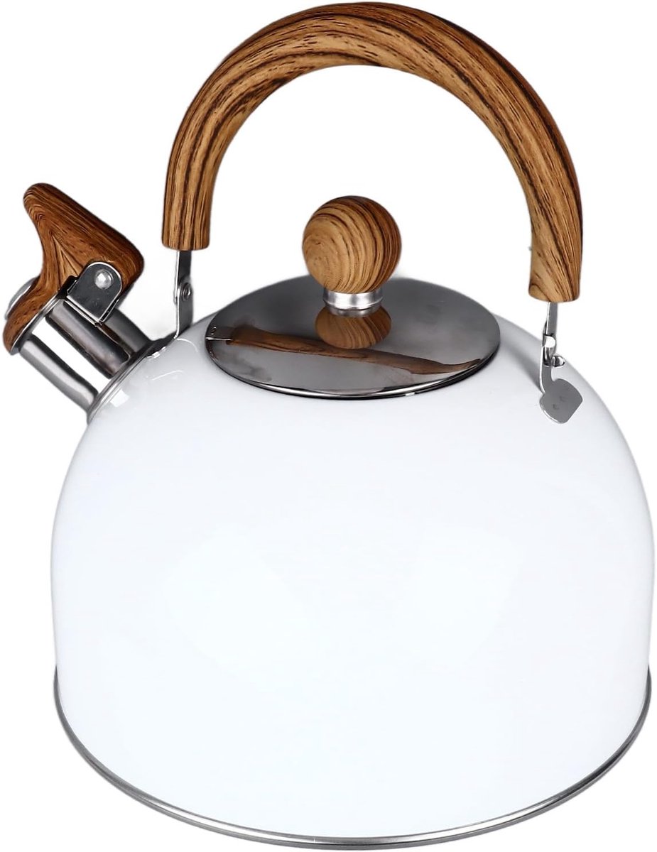 Fluitketel - Waterketel Fornuis - Water Koken - Grote Capaciteit - 2.5 Liter - Wit