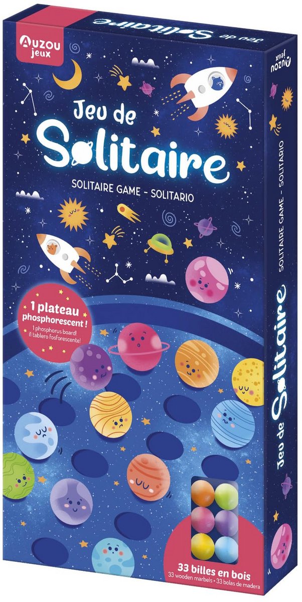 Solitaire Spel - Logisch Puzzel - Hersenen Trainen - Bord Gloeit Donker - 17.5 x 4 x 33.7 cm - Multicolor