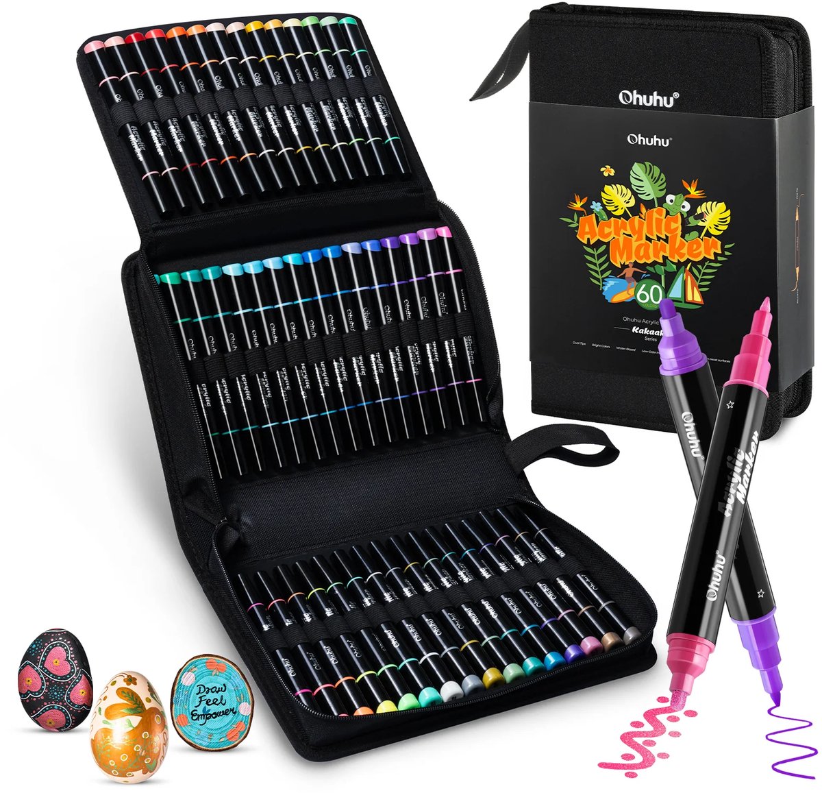 Ohuhu - Kakaako - Dual Nib Acrylic Marker Pens - 60 kleuren