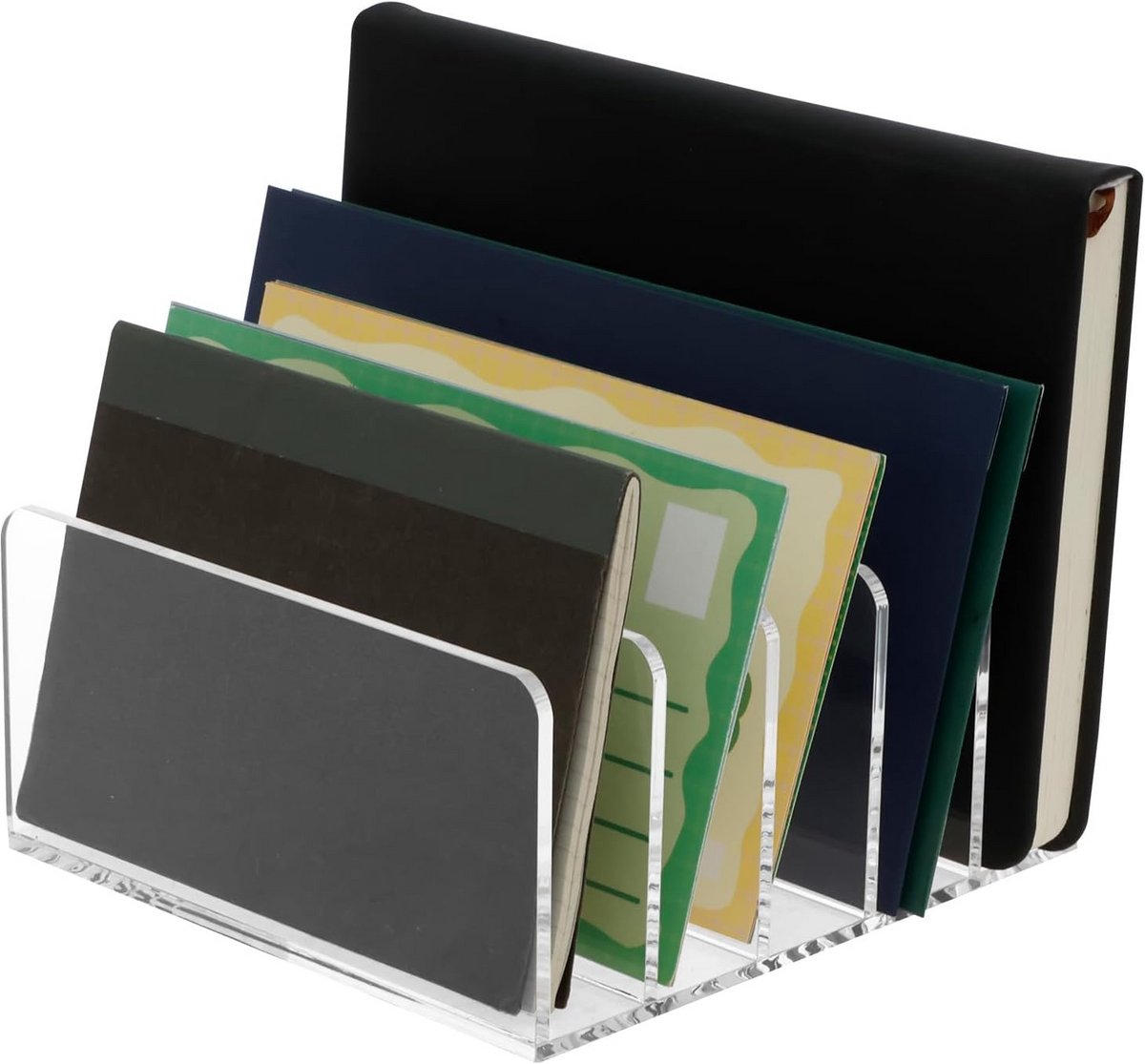 Bureau Organizer - Documentenbak - Kantoor Opbergen - Vijf Vakken - 12x12x5 cm - Transparant