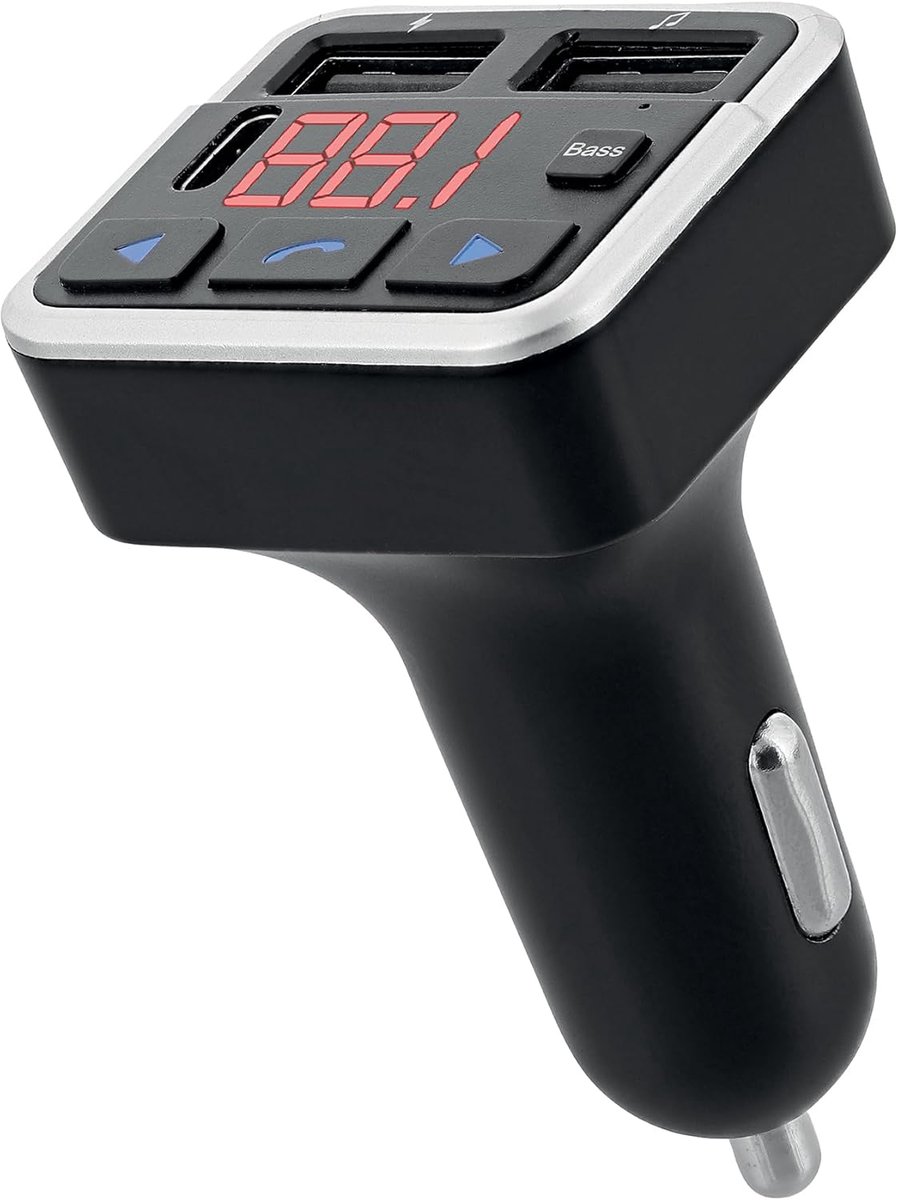 Bluetooth FM Zender - Muziek Auto - Handsfree Bellen - Drie Laadpoorten - 12 Volt - Zwart