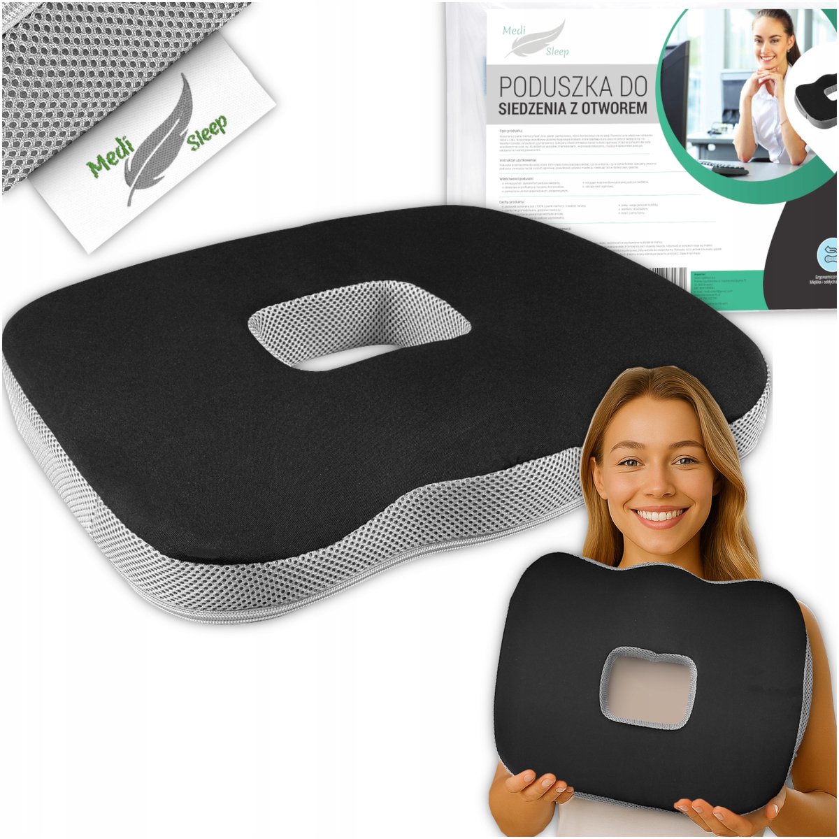 Medi Sleep Serie - Orthopedisch Zitkussen - Memory Foam - Auto en Stoel - Antislip