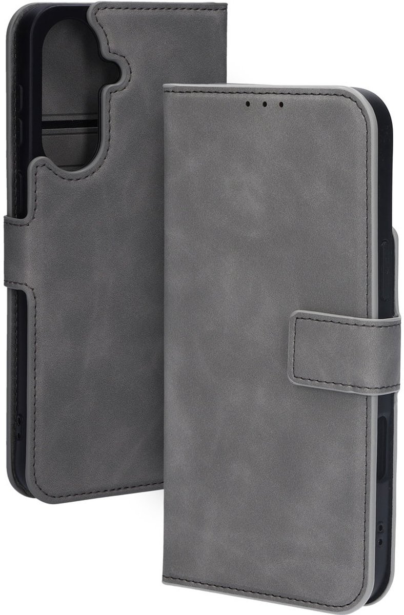 Mobiparts hoesje geschikt voor Samsung Galaxy A37 - Wallet/Boekhoesje - Eco Leer - Magneet Sluiting - Opberg vakken - Grijs