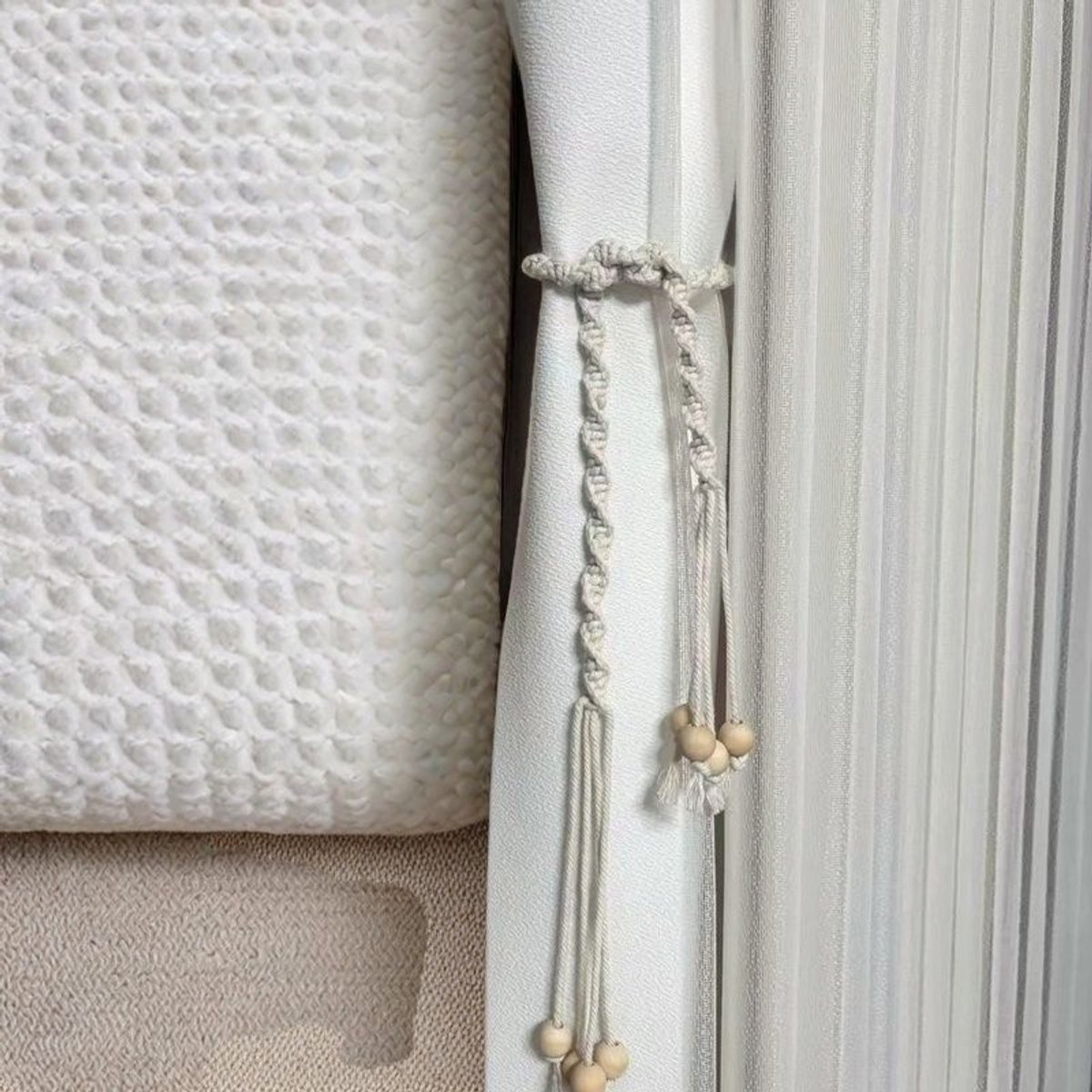 Set van 2 – Handgeweven gordijnhouders met dubbele kwastjes | Gordijnhouders voor woondecoratie (100 cm per stuk)