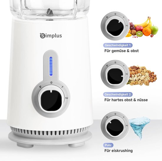3-in-1 Blender - Keukenmachine Mixer - Smoothies Maken - 3 Speciale Containers - 125 Liter - Wit — afbeelding 5