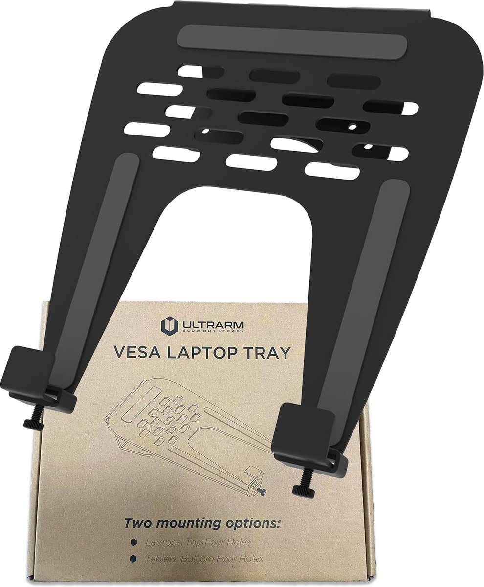 Laptop Tray - Notebook Houder - Monitor Arm - Geperforeerd Koelplatform - 25x23.5cm - Zwart