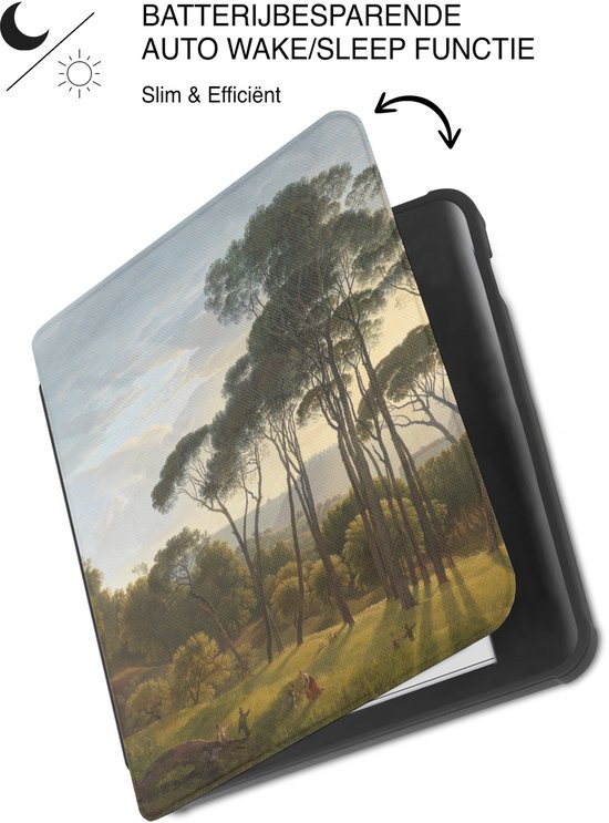Lunso Geschikt voor Kobo Libra Colour hoesje (7 inch) - Vegan Saffiano Leren Sleep Cover - Italian Landscape van Merkloos — afbeelding 4