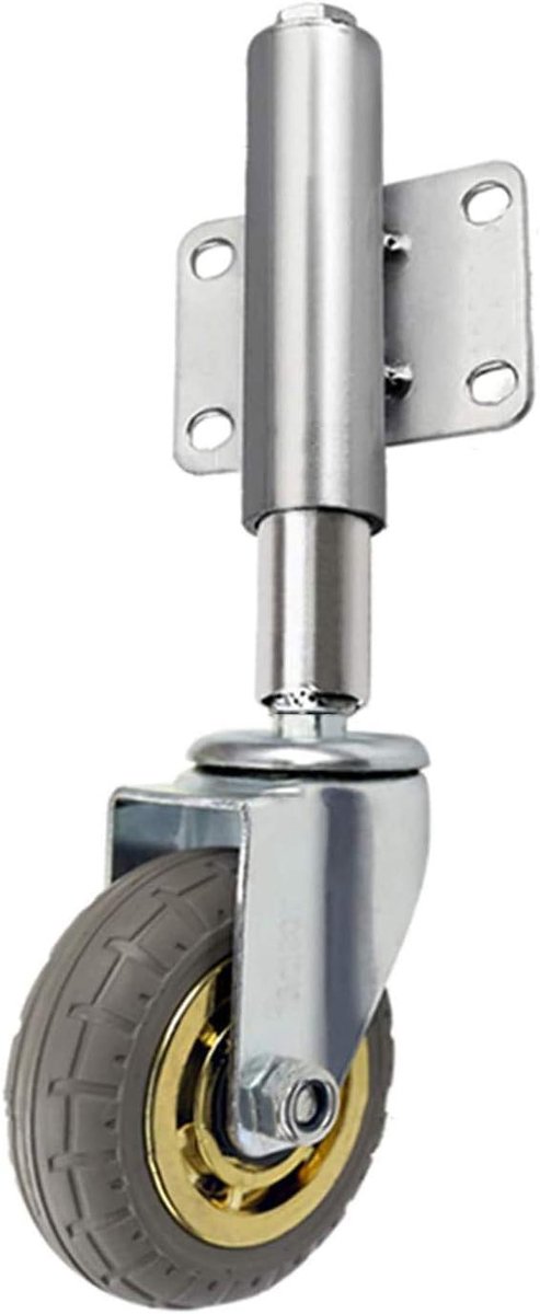Poortwiel Rubber Zwenkwiel - Verstelbaar Wiel Veerbelast - Deuren Schuiven Openen - Schokabsorberend Automatisch Verstelbaar - 5 Inch 100kg - Zwart