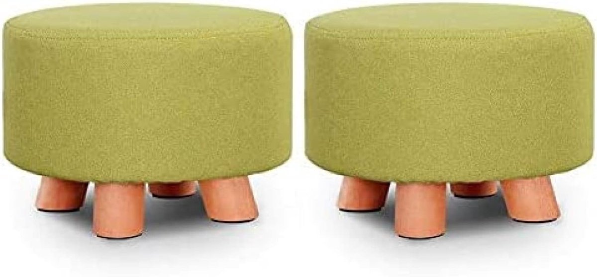 Zitkruk Set - Voetenbankje - Extra Zitten - Stevig Houten Frame - 30x30x20cm - Groen
