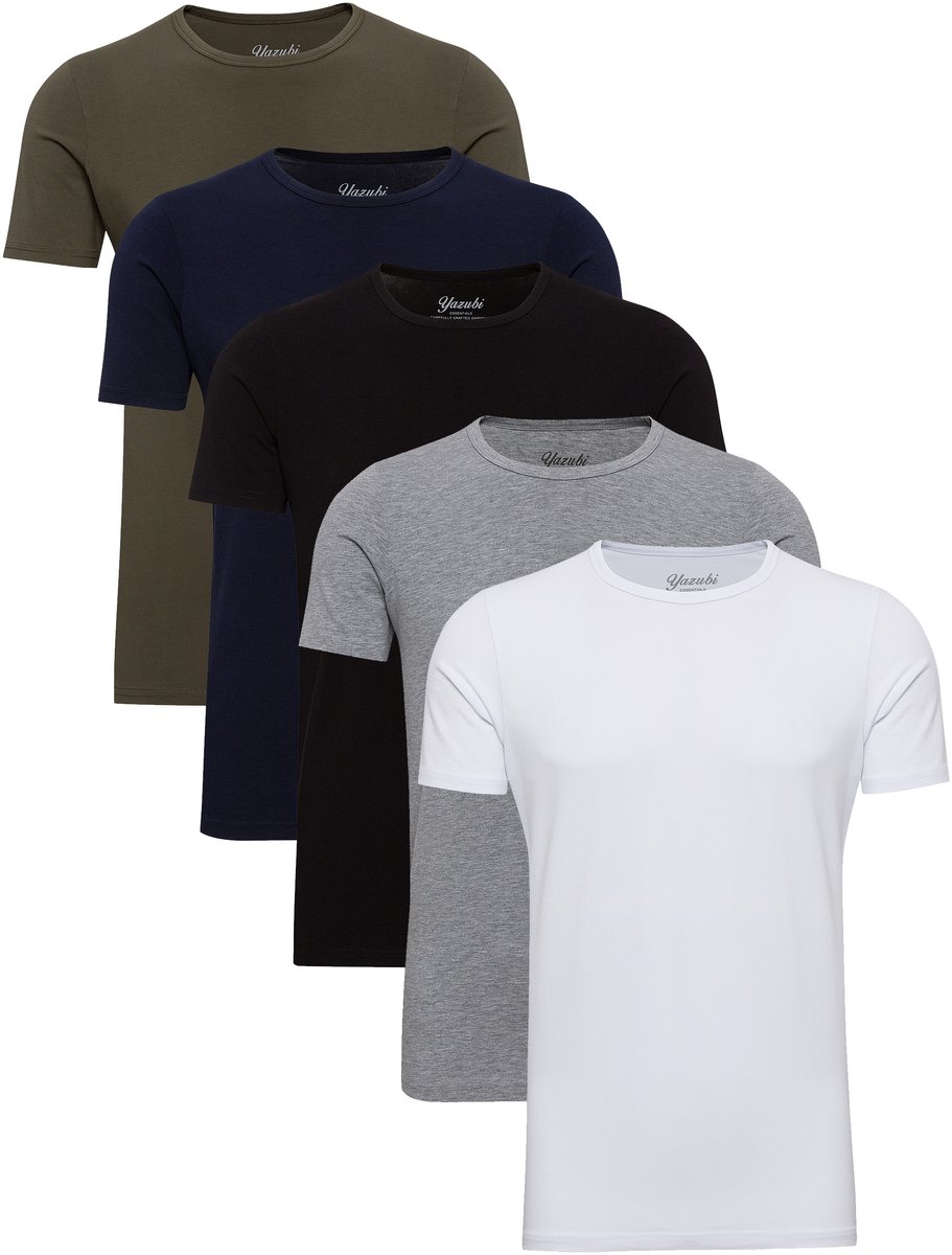 Yazubi Heren T-shirt Mythic – Regular Fit – Katoen Stretch – Multicolor – Ronde hals – 5-pack