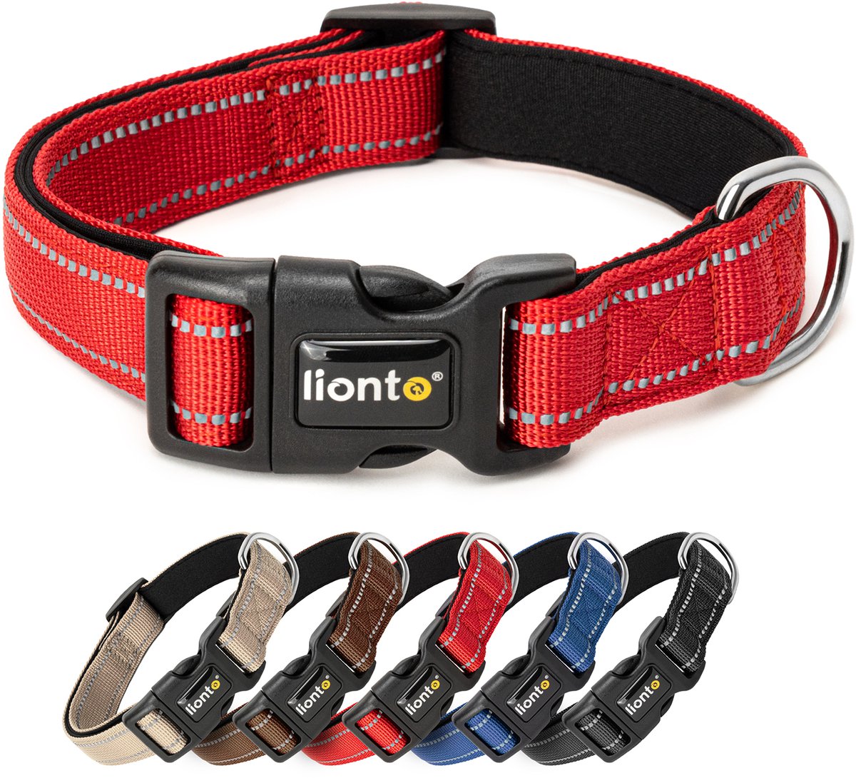 lionto reflecterende hondenhalsband, verstelbaar 20-30 cm XS rood