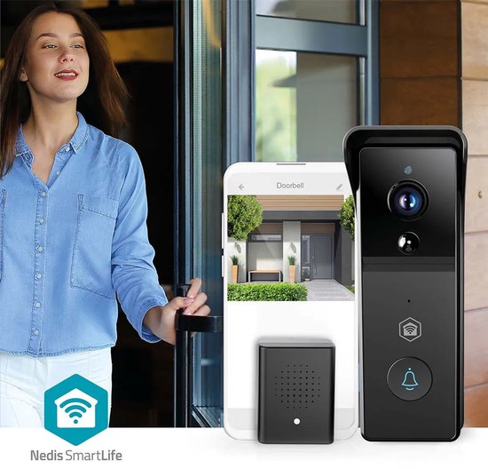Nedis SmartLife Video Deurbel - 3MP Ultra HD - Zonder abonnement - Bewegingssensor - Deurbel draadloos - Deurbel met Camera - Zwart — afbeelding 5