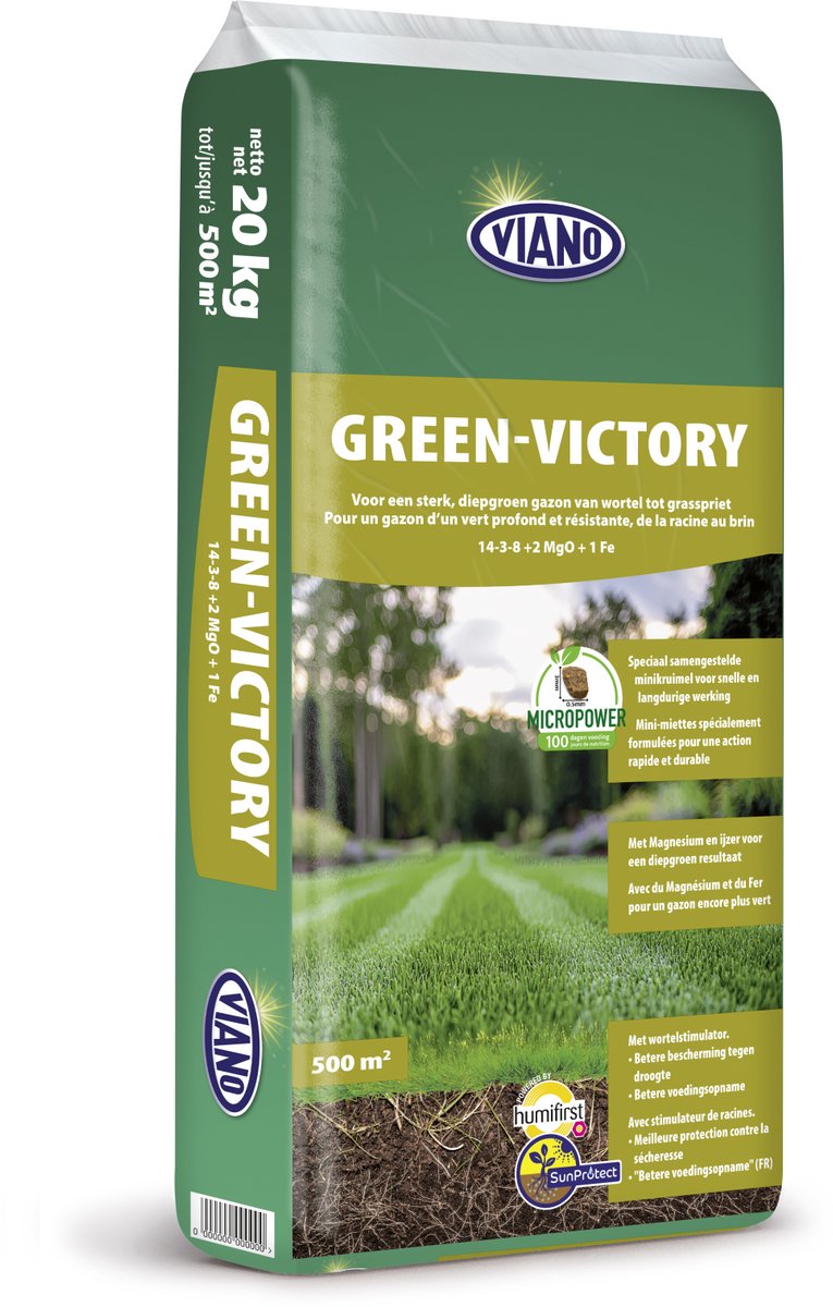 Viano gazonmeststof Green Victory - 20 kg - 500 m²