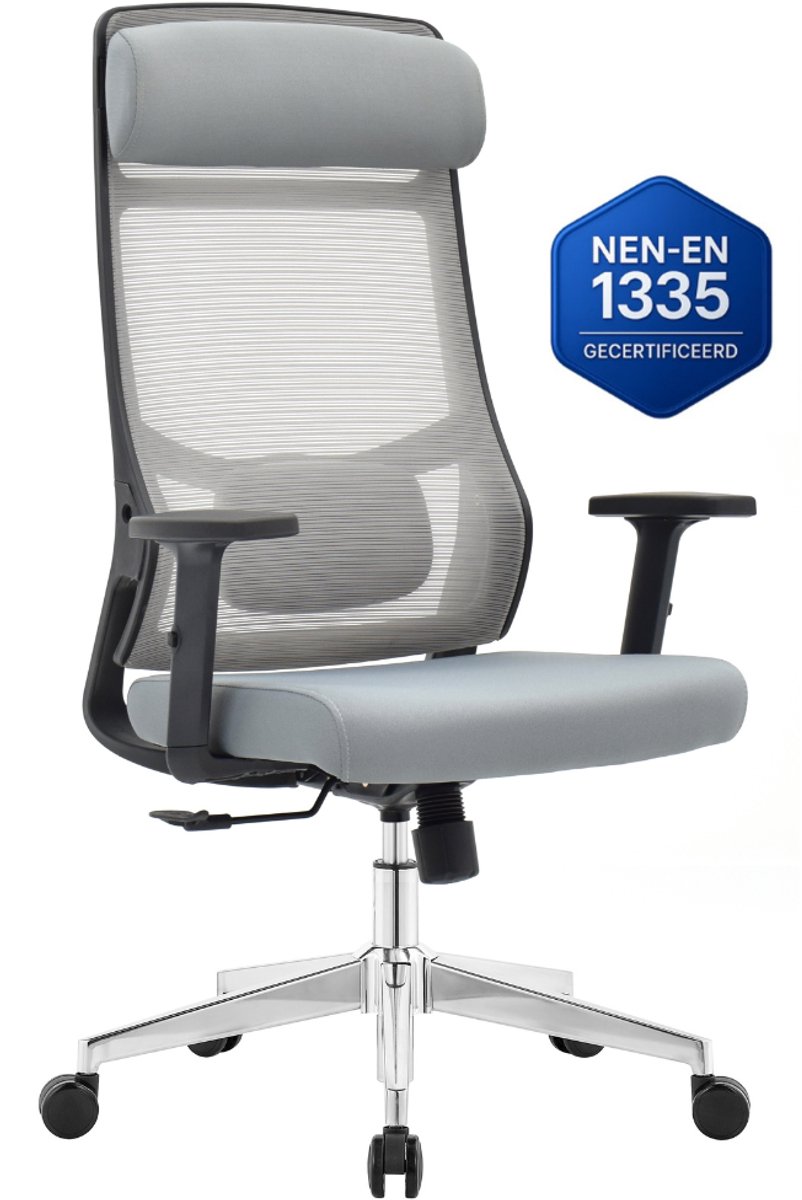 OfficeSense OS110 Bureaustoel – Ergonomische Bureaustoel – 3D Armleuningen – Verstelbare Hoofdsteun – Bureaustoelen voor Volwassenen
