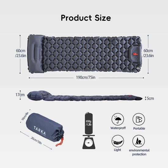 HOB Zelfopblazend Camping Matras - Slaapmat - Waterproof - Luchtbed - Kampeer Matras - 1 persoons - Draagbaar - Oprolbaar incl. Opbergtas van Merkloos — afbeelding 5
