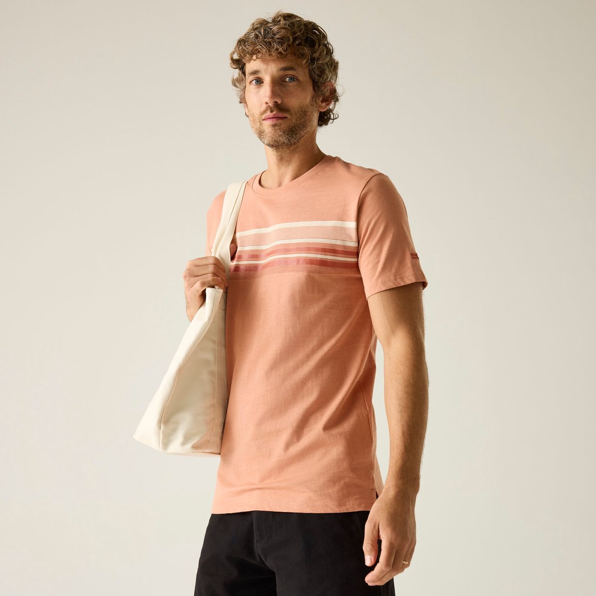 Rendro heren T-shirt met korte mouwen en grafische print Roze